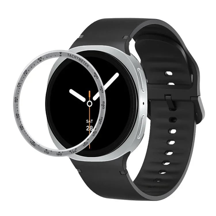 Speed Bezel and Solid Color Stitched Silicone Watch Band, For Samsung Galaxy Watch8 44mm, For Samsung Galaxy Watch8 40mm