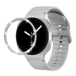 Diamond Bezel and Solid Color Stitched Silicone Watch Band, For Samsung Galaxy Watch8 44mm, For Samsung Galaxy Watch8 40mm