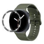 Diamond Bezel and Solid Color Stitched Silicone Watch Band, For Samsung Galaxy Watch8 44mm, For Samsung Galaxy Watch8 40mm