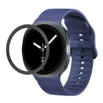 Rhombic Texture Bezel and Solid Color Stitched Silicone Watch Band, For Samsung Galaxy Watch8 44mm, For Samsung Galaxy Watch8 40mm