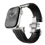Knurled Texture Folding Buckle Silicone Watch Band, For Apple Watch 46mm / 49mm / 45mm / 44mm