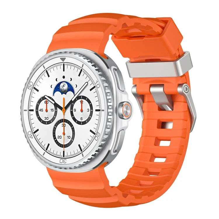Silver Buckle Silicone Watch Band, For Samsung Galaxy Watch8 / Watch8 Classic