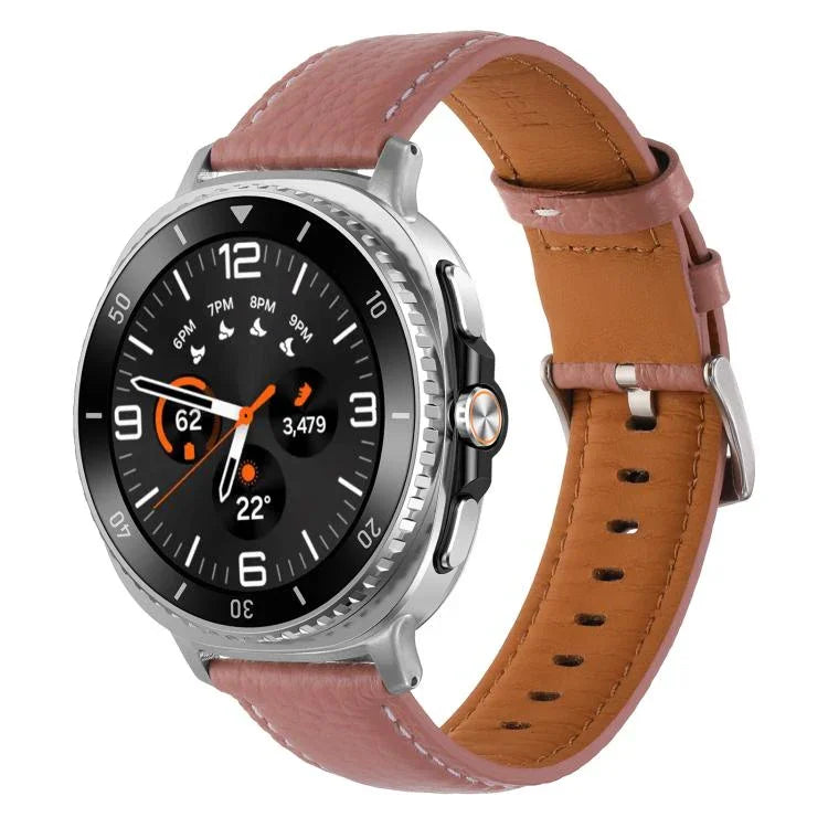 Lychee Texture Genuine Leather Watch Band, For Samsung Galaxy Watch8 / Watch8 Classic