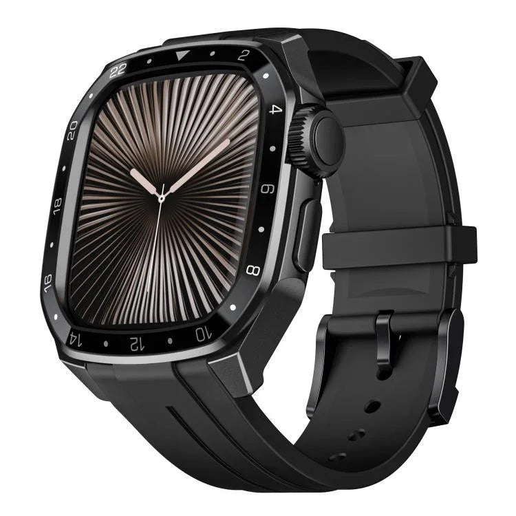 Scale Model Integrated Metal Frame Silicone Watch Band, For Apple Watch Series 10 46mm