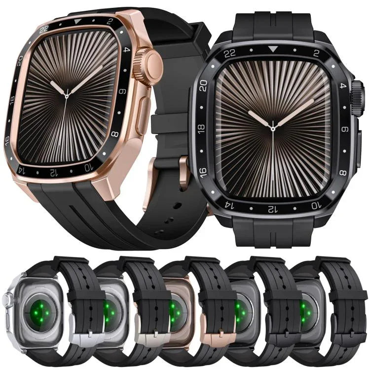 Scale Model Integrated Metal Frame Silicone Watch Band, For Apple Watch Series 10 46mm
