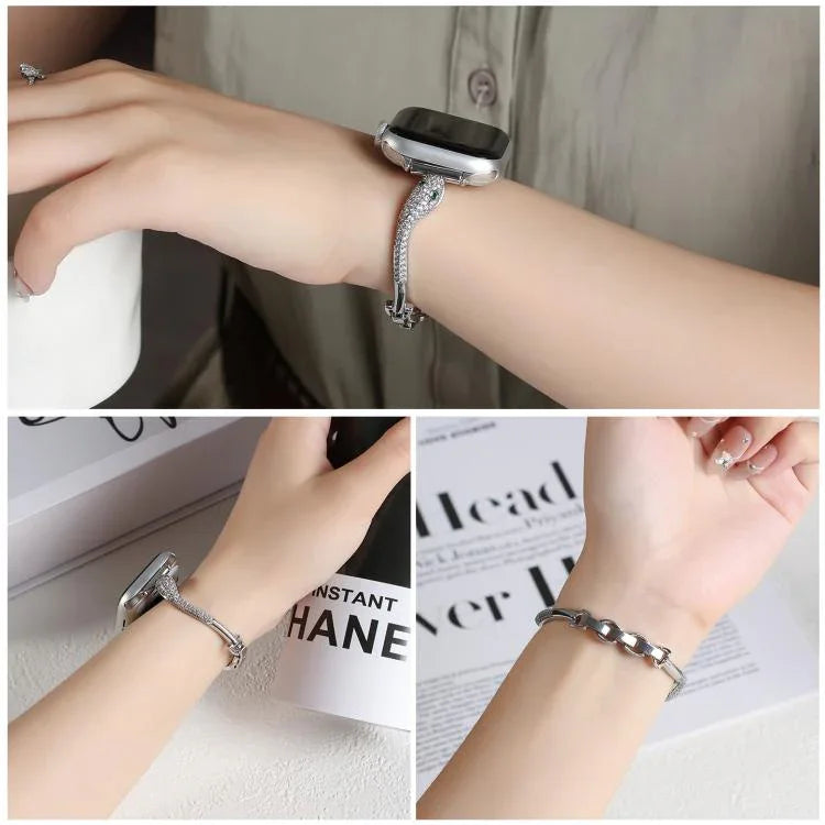 Copper Inlaid Zircon Snake Head Watch Band, For Apple Watch 46mm / 49mm / 45mm / 44mm, For Apple Watch 42mm / 41mm / 40mm / 38mm