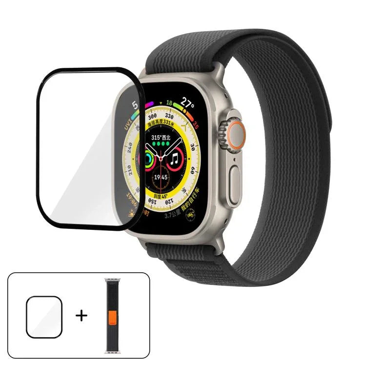 Wild Path Loop Nylon Watch Band with 3D Curved Film, For Apple Watch Series 10 46mm, For Apple Watch Series 10 42mm, For Apple Watch 6 / 5 / 4 / SE 44mm