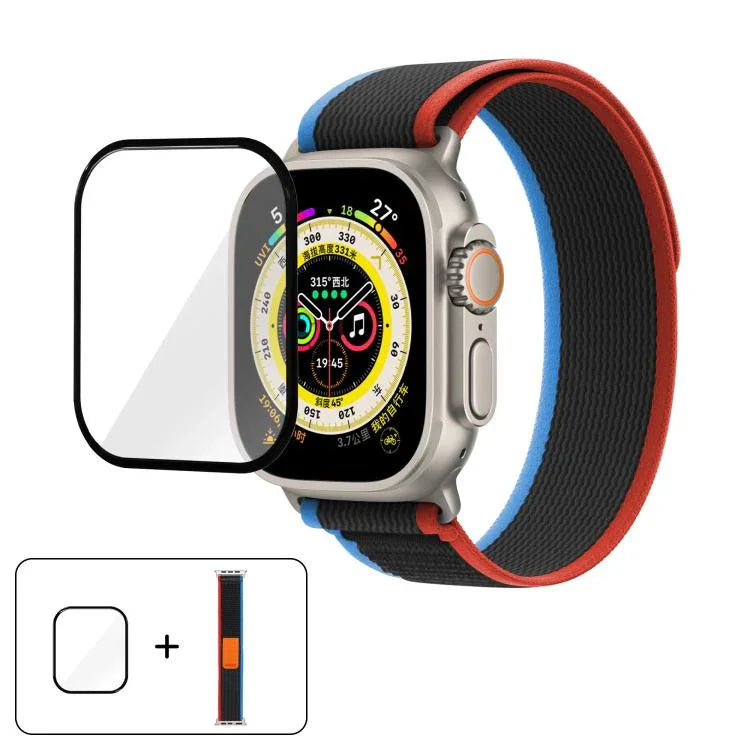Wild Path Loop Nylon Watch Band with 3D Curved Film, For Apple Watch 6 / 5 / 4 / SE 40mm, For Apple Watch Ultra / 2 49mm, For Apple Watch Series 9 / 8 / 7 45mm
