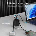 FC1 3-in-1 70cm Retractable Type-C Cable, PD3.0, QC3.0 USB Phone Charger, EU Plug, EU Plug