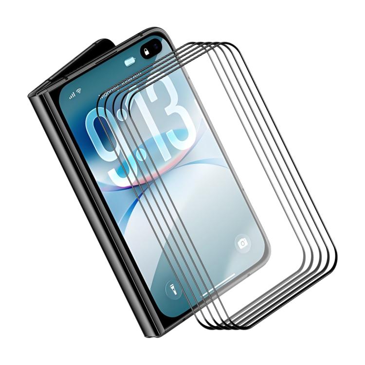 5pcs ENKAY Thickened Glue No White Edge High Aluminum-silicon Tempered Glass Film, For iPhone Duo Outer Screen, For iPhone 18 Pro, For iPhone 18 Pro Max, For iPhone 17 Pro Max, For iPhone 17 Pro, For iPhone 17, For iPhone Air