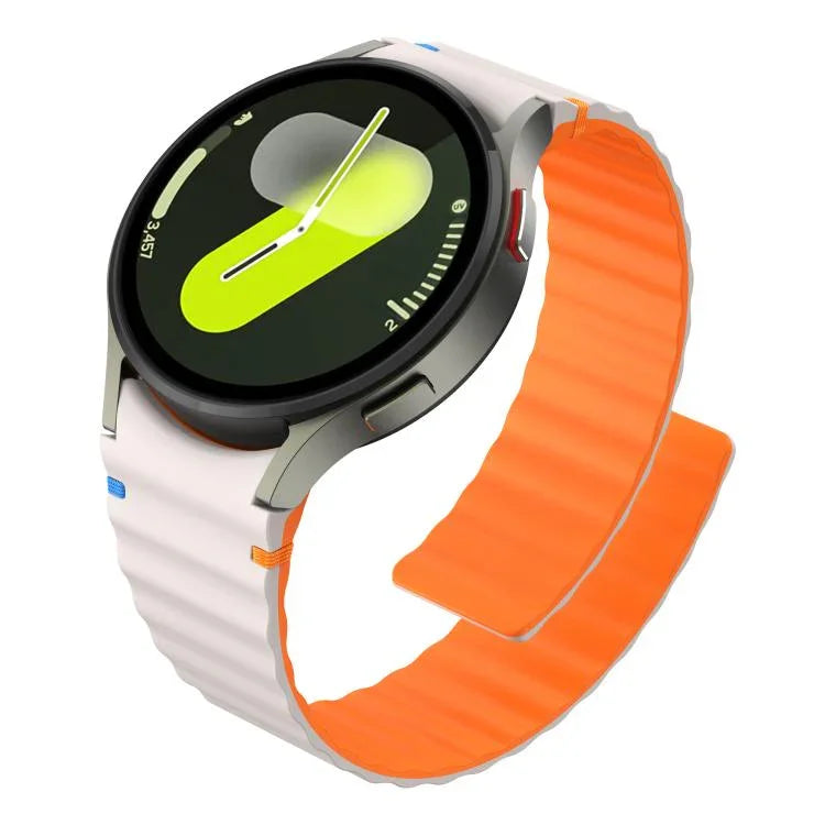 Wavy Grain Stitched Magnetic Silicone Watch Band, For Samsung Galaxy Watch 7 / 6 / 5 / 4