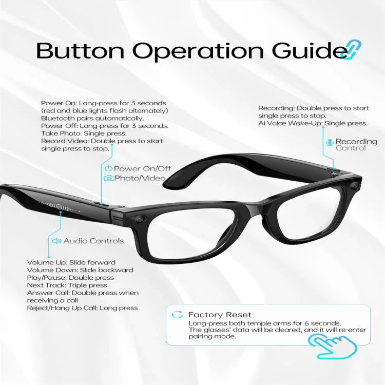 W620 Smart Glasses, Support AI Voice Wake-Up / AI Photo Recognition / AI Intelligent Translation