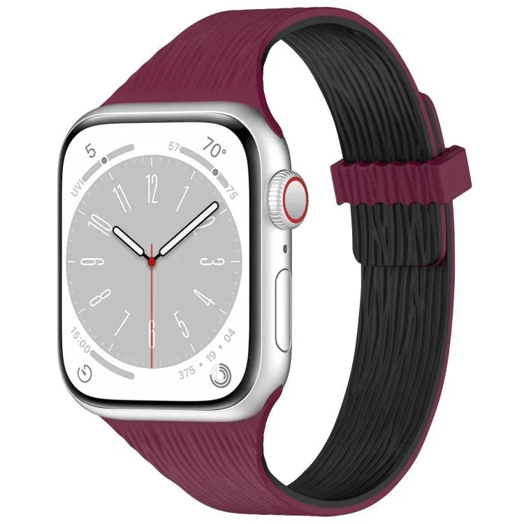 Water Wood Grain Small Waist Magnetic Silicone Watch Band, For Apple Watch 46mm / 49mm / 45mm / 44mm, For Apple Watch 42mm / 41mm / 40mm / 38mm