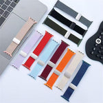 Single Color Magnetic Snap Four Strand Elastic Nylon Watch Band, For Apple Watch 46mm / 49mm / 45mm / 44mm, For Apple Watch 42mm / 41mm / 40mm / 38mm
