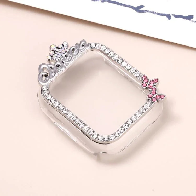 Crown-style Single Diamond Hollow PC Watch Shell, For Apple Watch Series 6 / 5 / 4 & SE 44mm, For Apple Watch Series 6 / 5 / 4 & SE 40mm, For Apple Watch Series 10 / 11 46mm, For Apple Watch Series 10 / 11 42mm, For Apple Watch Series 9 / 8 / 7 45mm   ...