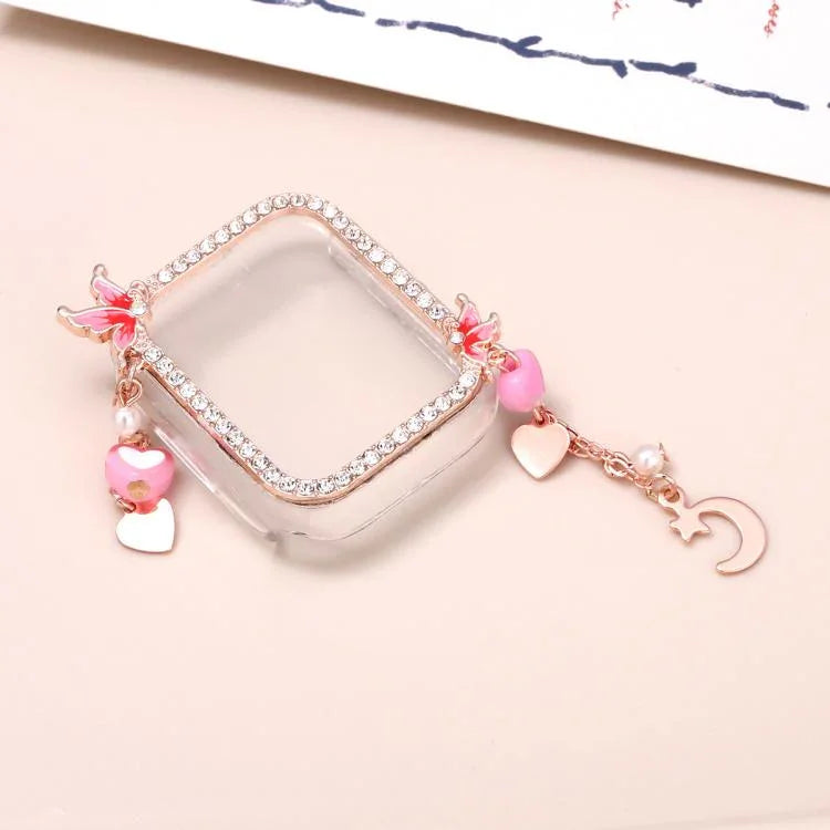 Tassel Butterfly Single Diamond Hollow PC Watch Shell, For Apple Watch Series 6 / 5 / 4 & SE 44mm, For Apple Watch Series 6 / 5 / 4 & SE 40mm, For Apple Watch Series 9 / 8 / 7 45mm, For Apple Watch Series 9 / 8 / 7 41mm