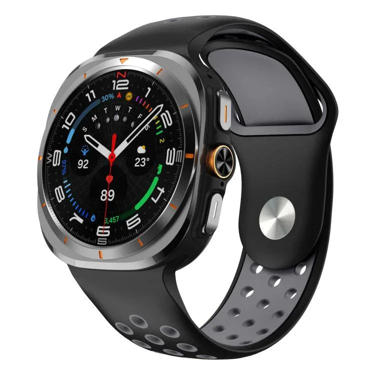 Two Color Round Holes Reverse Buckle Silicone Watch Band, For Samsung Galaxy Watch Ultra 47mm / Ultra 2025