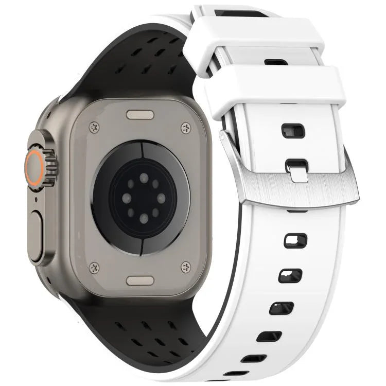Vertical Holes Dual-Color Breathable Silicone Watch Band, For Apple Watch 46mm/ 49mm / 45mm / 44mm