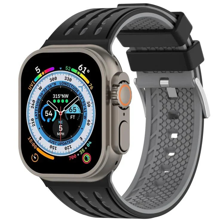 Vertical Holes Dual-Color Breathable Silicone Watch Band, For Apple Watch 46mm/ 49mm / 45mm / 44mm