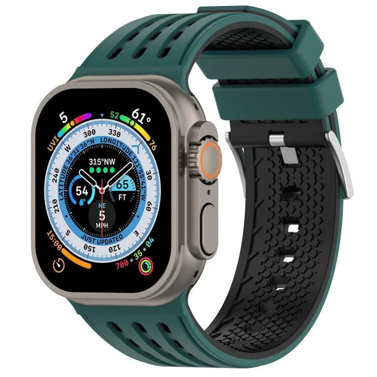 Vertical Holes Dual-Color Breathable Silicone Watch Band, For Apple Watch 46mm/ 49mm / 45mm / 44mm