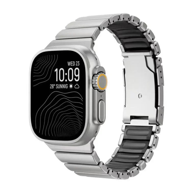 Turtle Buckle Dual-Color Titanium Metal Silicone Watch Band, For Apple Watch 46mm/ 49mm / 45mm / 44mm