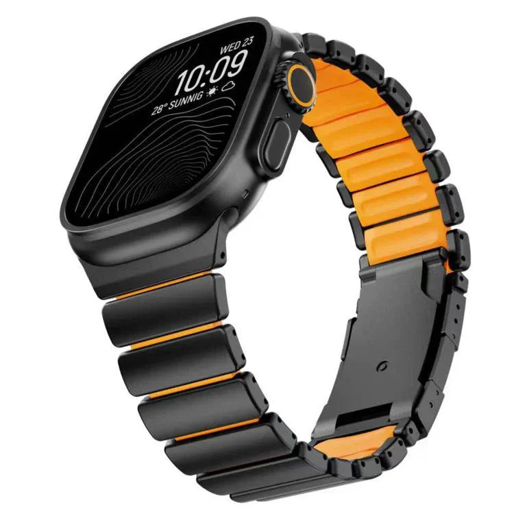 Turtle Buckle Dual-Color Titanium Metal Silicone Watch Band, For Apple Watch 46mm/ 49mm / 45mm / 44mm