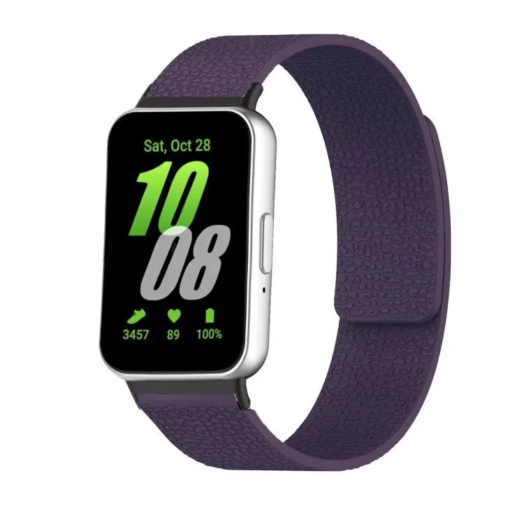 Lychee Texture Soft Magnetic Silicone Watch Band, For Samsung Galaxy Fit3
