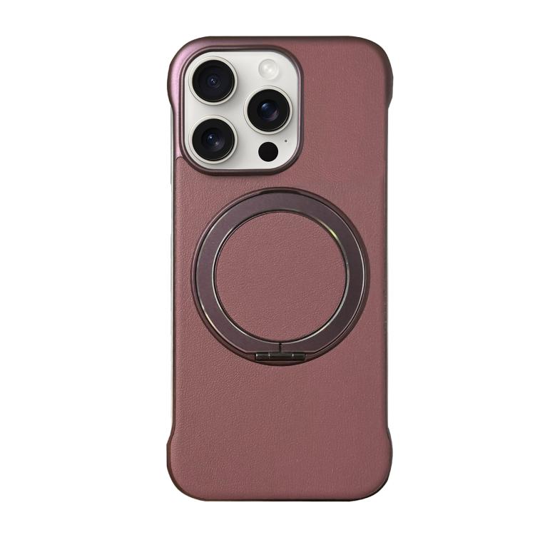 Frameless Leather-Skin PC MagSafe Holder Phone Case, For iPhone 16 Plus, For iPhone 16, For iPhone 15 Pro Max, For iPhone 15 Pro, For iPhone 15 Plus, For iPhone 15
