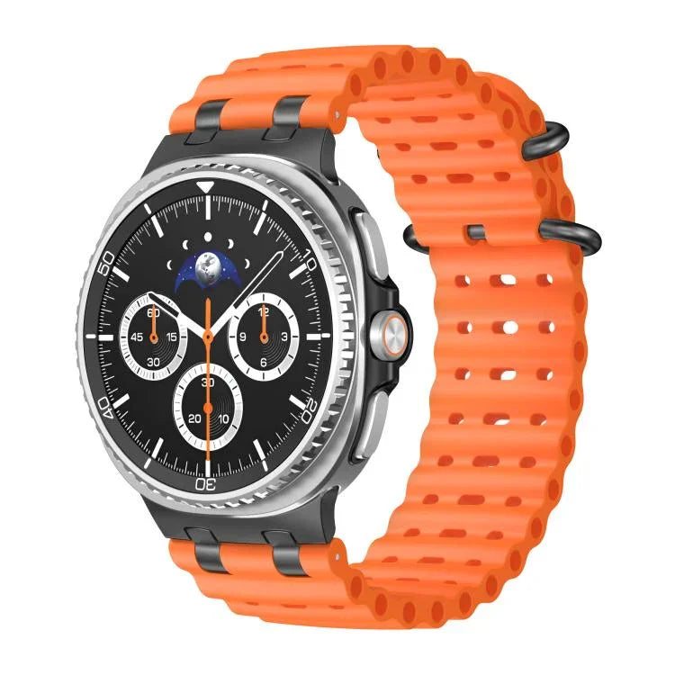 Ocean Breathable Holes Black Ring Buckle Silicone Watch Band, For Samsung Galaxy Watch8 / Watch8 Classic