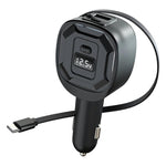 GE10 PD 65W Fast Charging Adapter Voltage Display Car Charger with Retractable Cable, GE10