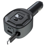 GE10 PD 65W Fast Charging Adapter Voltage Display Car Charger with Retractable Cable, GE10