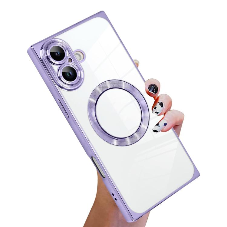 Right Angle Square Electroplated CD Pattern TPU MagSafe Phone Case, For iPhone 17 Pro Max, For iPhone 17 Pro, For iPhone 17, For iPhone Air, For iPhone 16 Pro Max, For iPhone 16 Pro