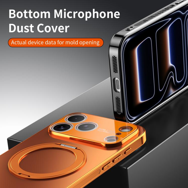 360 Degree Rotating Holder MagSafe Electroplated Phone Case with Lens Cover, For iPhone 17 Pro Max, For iPhone 17 Pro, For iPhone 17, For iPhone Air, For iPhone 16 Pro Max, For iPhone 16 Pro