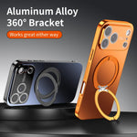360 Degree Rotating Holder MagSafe Electroplated Phone Case with Lens Cover, For iPhone 17 Pro Max, For iPhone 17 Pro, For iPhone 17, For iPhone Air, For iPhone 16 Pro Max, For iPhone 16 Pro