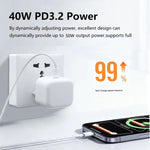 A3365 PD40W USB-C / Type-C Charger with Type-C to Type-C / 8 Pin Data Cable, UK Plug, UK Plug + 1m 2-in-1 Cable