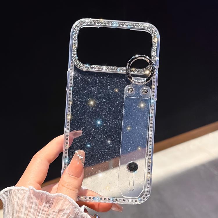 Rhinestone Glitter Wristband Holder Phone Case, For iPhone 17 Pro Max
