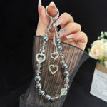 Heart Tassel Pearl Necklace, Pink, Green, Blue, Gray, White