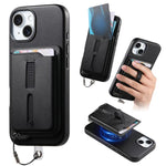 Detachable Magnetic Card Bag Phone Case with Finger Ring Grip & Anti-loss Rope, For iPhone 14, For iPhone 14 Pro, For iPhone 14 Pro Max