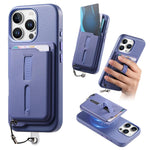 Detachable Magnetic Card Bag Phone Case with Finger Ring Grip & Anti-loss Rope, For iPhone 14, For iPhone 14 Pro, For iPhone 14 Pro Max