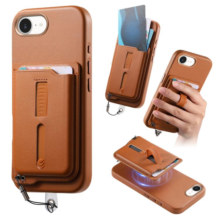 Detachable Magnetic Card Bag Phone Case with Finger Ring Grip & Anti-loss Rope, For iPhone 17e / 16e, For iPhone 17 Pro Max, For iPhone 17 Pro, For iPhone 17, For iPhone Air, For iPhone 16 Plus