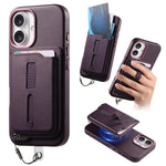 Detachable Magnetic Card Bag Phone Case with Finger Ring Grip & Anti-loss Rope, For iPhone 17e / 16e, For iPhone 17 Pro Max, For iPhone 17 Pro, For iPhone 17, For iPhone Air, For iPhone 16 Plus