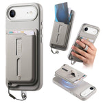 Detachable Magnetic Card Bag Phone Case with Finger Ring Grip & Anti-loss Rope, For iPhone 17e / 16e, For iPhone 17 Pro Max, For iPhone 17 Pro, For iPhone 17, For iPhone Air, For iPhone 16 Plus