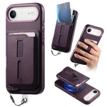 Detachable Magnetic Card Bag Phone Case with Finger Ring Grip & Anti-loss Rope, For iPhone 17e / 16e, For iPhone 17 Pro Max, For iPhone 17 Pro, For iPhone 17, For iPhone Air, For iPhone 16 Plus