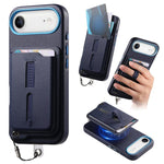 Detachable Magnetic Card Bag Phone Case with Finger Ring Grip & Anti-loss Rope, For iPhone 17e / 16e, For iPhone 17 Pro Max, For iPhone 17 Pro, For iPhone 17, For iPhone Air, For iPhone 16 Plus