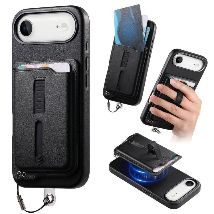 Detachable Magnetic Card Bag Phone Case with Finger Ring Grip & Anti-loss Rope, For iPhone 17e / 16e, For iPhone 17 Pro Max, For iPhone 17 Pro, For iPhone 17, For iPhone Air, For iPhone 16 Plus