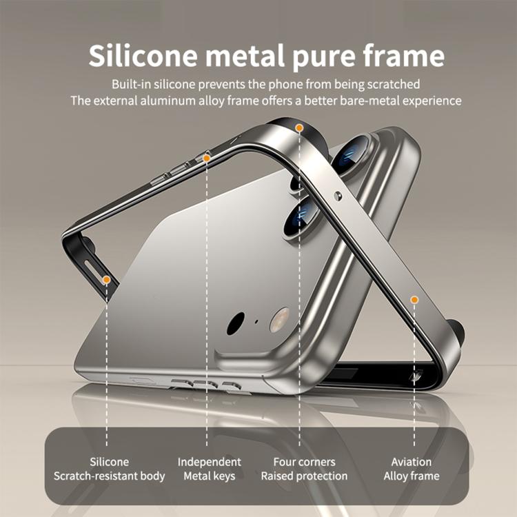Metal Hybrid Silicone Four-Corner Shockproof Cooling Phone Frame Case, For iPhone 15 Pro Max, For iPhone 15 Pro, For iPhone 15 Plus, For iPhone 15
