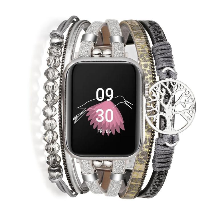 Tree of Life Pendant Metal Genuine Leather Watch Band, For Apple Watch 46mm / 49mm / 45mm / 44mm, For Apple Watch 42mm / 41mm / 40mm / 38mm
