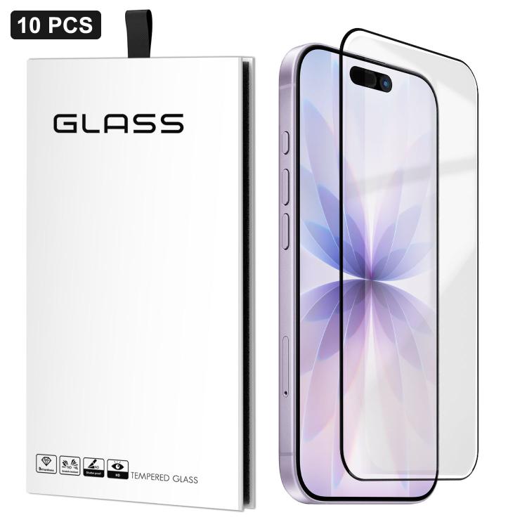 10pcs 0.18mm Ultra-Thin Ultrasonic HD Screen-Printed High-Aluminium Thick-Gel Tempered Glass Film, For iPhone 17e / 16e, For iPhone 17 Pro Max, For iPhone 17 Pro, For iPhone 17, For iPhone Air, For iPhone 16 Pro Max, For iPhone 16 Pro, For iPhone 16 Pl...