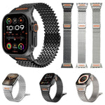 Long-skeleton W-Type Magnetic Stainless Steel Watch Band, For Apple Watch 46mm / 49mm / 45mm / 44mm