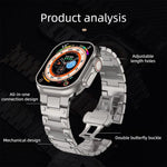 Mechanical-Style Butterfly Clasp Metal Watch Band, For Apple Watch 46mm / 49mm / 45mm / 44mm, For Apple Watch 42mm / 41mm / 40mm / 38mm